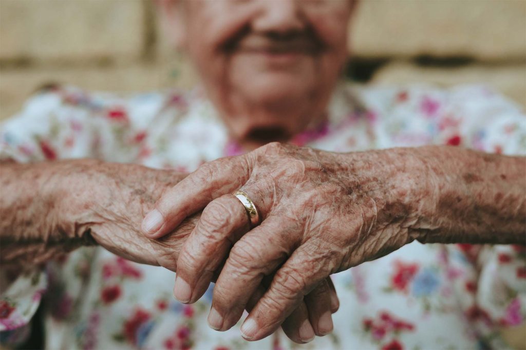 old lady's hands held together