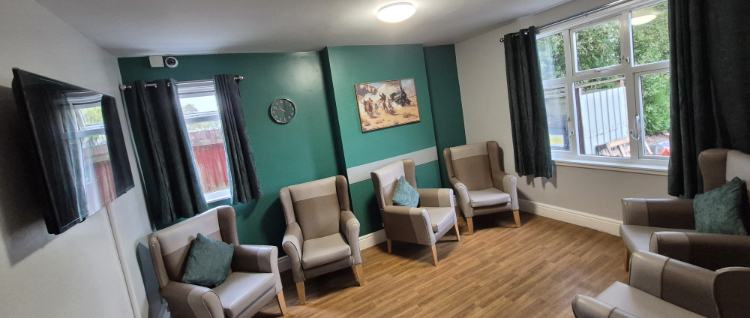 Green Lounge area at Barton House Care Home